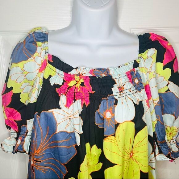 Modcloth Casual Breezy Daytime Mood Babydoll Dress Black Honolulu Floral M NWOT - Picture 7 of 13